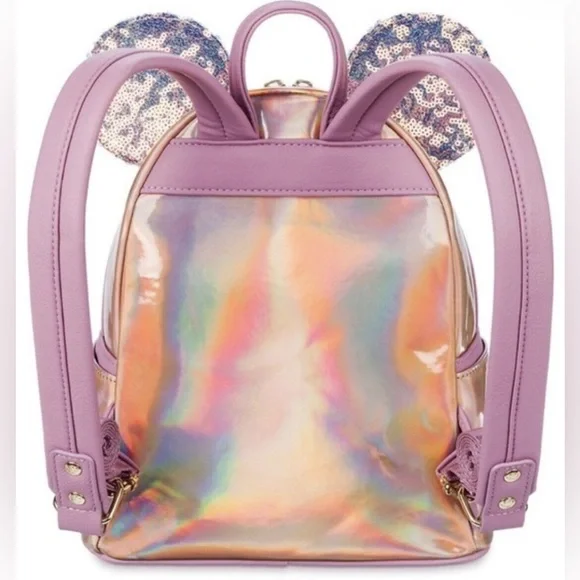 NWOT Loungefly Disney Parks Minnie Mouse Earidescent Mini Backpack 50th - Picture 3 of 16
